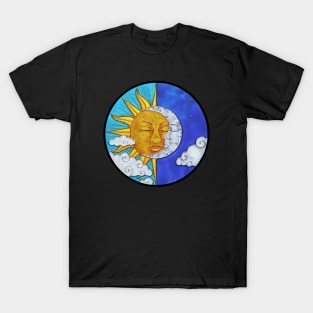 Sun and Moon Stained glass Mandala T-Shirt